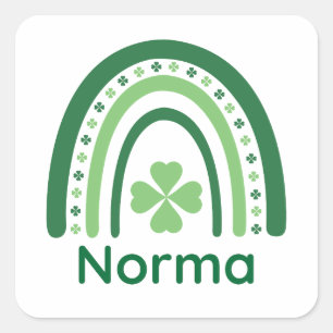 Pegatina Cuadrada Norma Name Clover Boho Rainbow