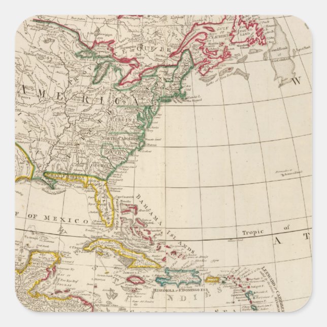 Pegatina Cuadrada Norte de América (Anverso)