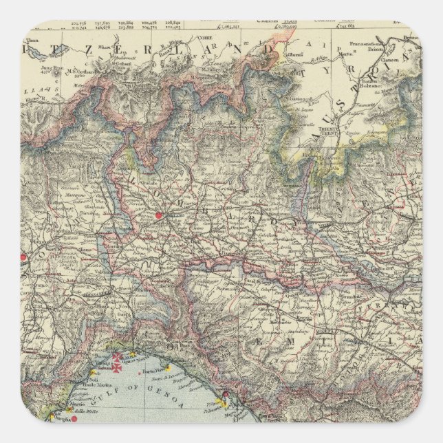 Pegatina Cuadrada Norte de Italia (Anverso)