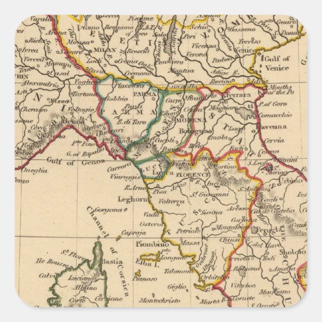 Pegatina Cuadrada Norte de Italia (Anverso)