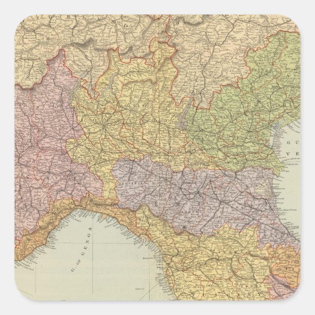 Pegatina Cuadrada Norte de Italia 2 (Anverso)