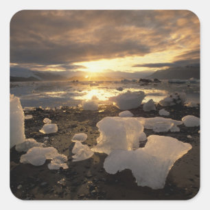 Pegatina Cuadrada Norteamérica, EE. UU., Alaska, Bahía de Hielo, Pai