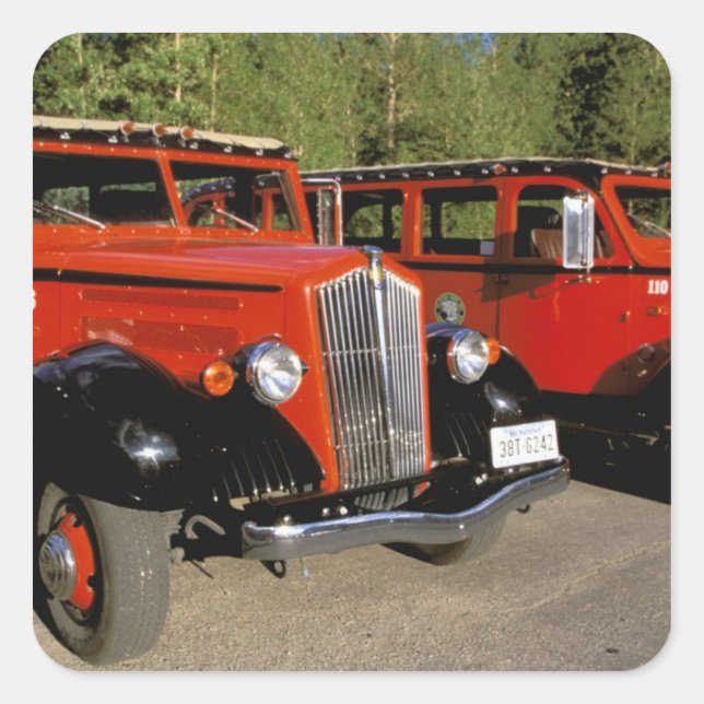Pegatina Cuadrada Norteamérica, EE. UU., Montana. Ford clásico de 19 (Anverso)