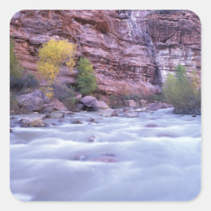Pegatina Cuadrada Norteamérica, EE. UU., Utah, Parque Nacional Zion.