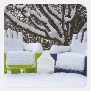 Pegatina Cuadrada Norteamérica, EE. UU., Washington, Seattle, Nieve
