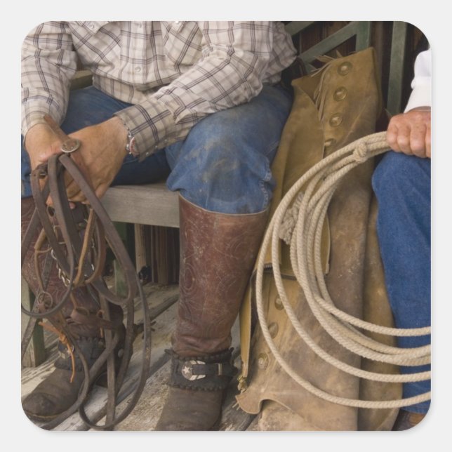 Pegatina Cuadrada Norteamérica, Estados Unidos. Vaqueros relajados y (Anverso)