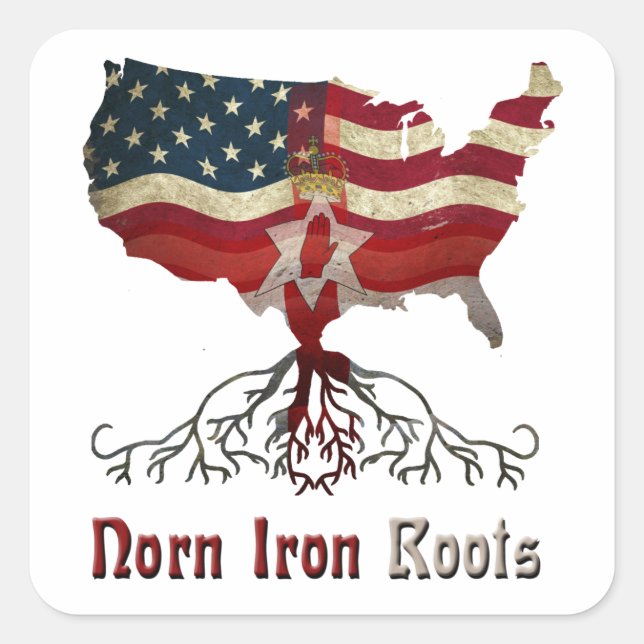 Pegatina Cuadrada Norteirlandés americano (Anverso)