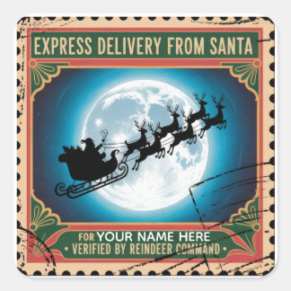 Pegatina Cuadrada North Pole Delivery Stamp