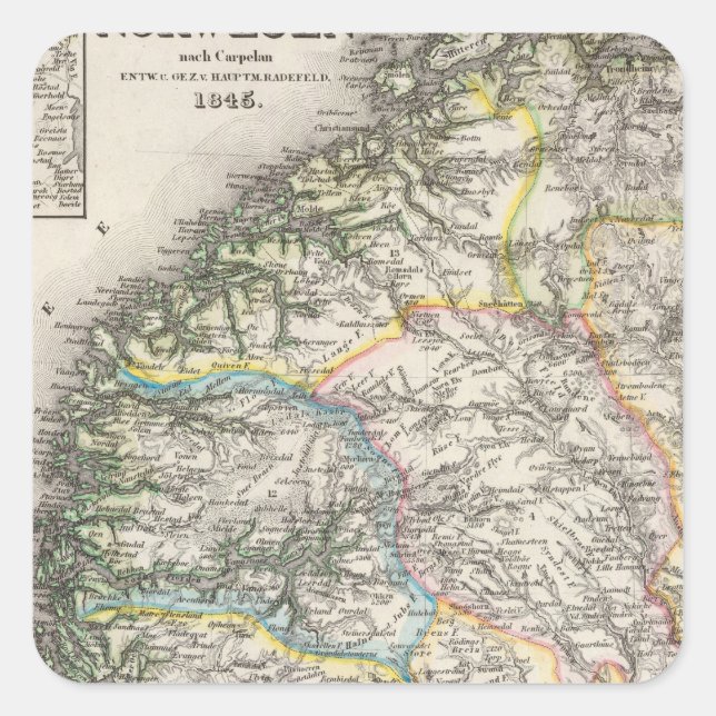 Pegatina Cuadrada Noruega (Anverso)