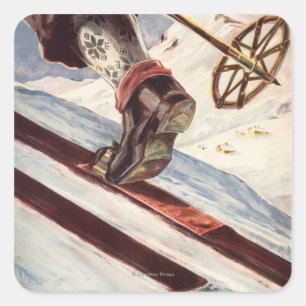 Pegatina Cuadrada Noruega - El hogar del esquí