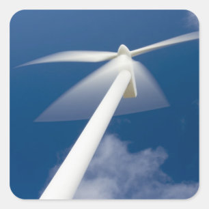 Pegatina Cuadrada Noruega, Sogn og Fjordane. Molino eólico en Krdia