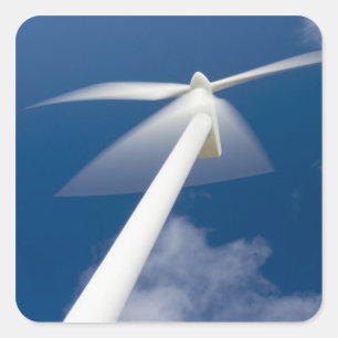 Pegatina Cuadrada Noruega, Sogn og Fjordane. Molino eólico en Krdia