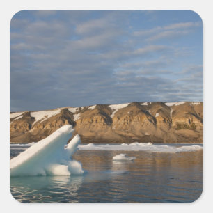 Pegatina Cuadrada Noruega, Svalbard, Isla Spitsbergen, Atardecer