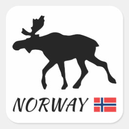Pegatina Cuadrada Norway Elk and Flag