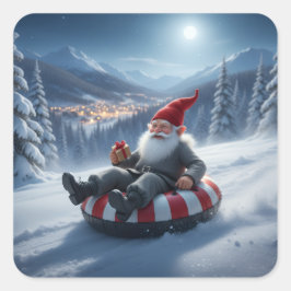 Pegatina Cuadrada Norwegian Nisse Sledding, Stickers