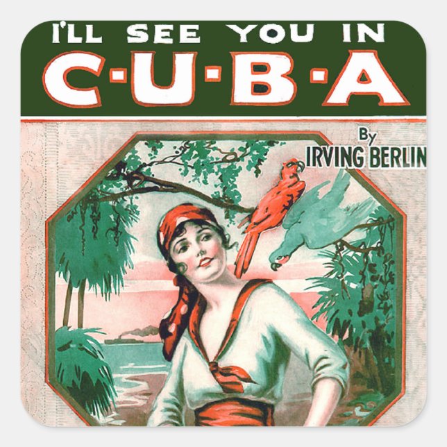 Pegatina Cuadrada Nos vemos en Cuba (Anverso)