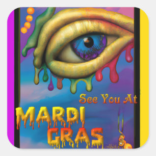 Pegatina Cuadrada Nos Vemos En Mardi Gras Eye