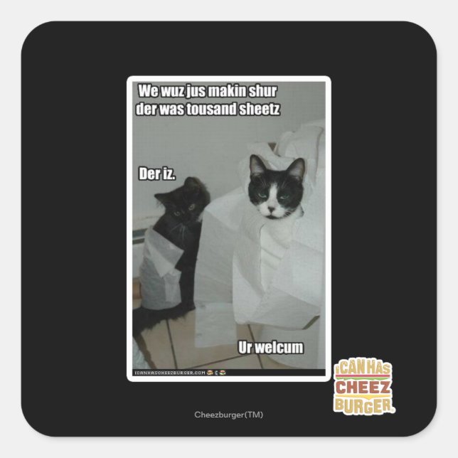 Pegatina Cuadrada Nosotros trabajamos jus makin sur (Anverso)