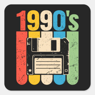 Pegatina Cuadrada Nostalgia por la computadora de disco flexible ret