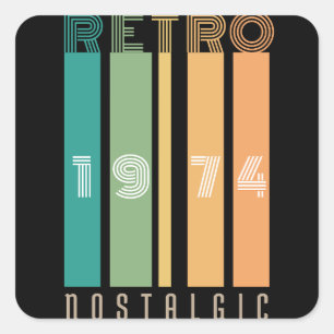 Pegatina Cuadrada Nostálgico retro 1974