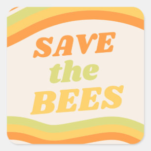 Pegatina Cuadrada Nostálgico Salva las Abejas