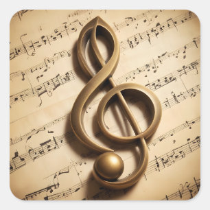 Pegatina Cuadrada Nota de limpieza musical