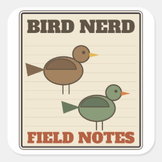 Pegatina Cuadrada Notas de campo de pájaro nerd Boceto de observació