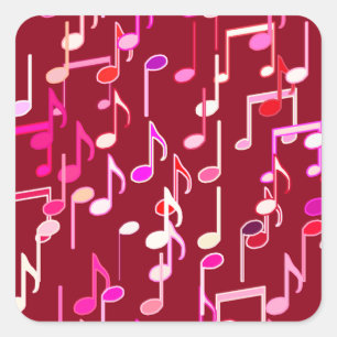 Pegatina Cuadrada Notas musicales impresas - burgundy, multi