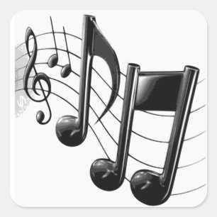 Pegatina Cuadrada Notas musicales sobre el personal sofisticado