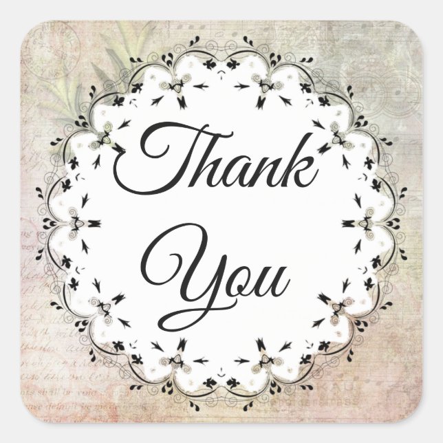 Pegatina Cuadrada Notas musicales Vintage Gracias Pegatinas (Anverso)