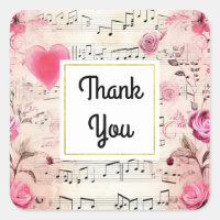 Notas musicales y Rosas Diseño de cosecha Gracias