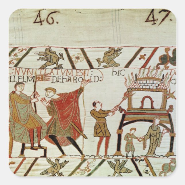 Pegatina Cuadrada Noticias de que Harold ha sido llevado a (Anverso)