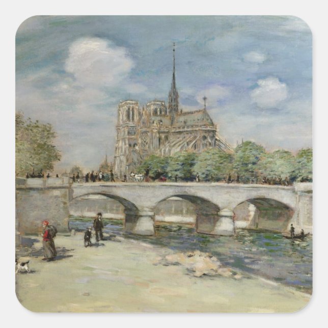Pegatina Cuadrada Notre Dame de Paris, c.1900 (Anverso)