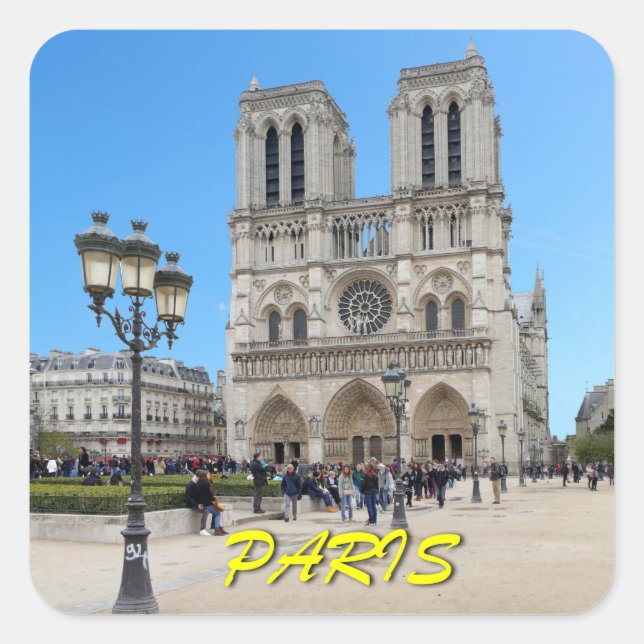Pegatina Cuadrada Notre Dame PARIS (Anverso)