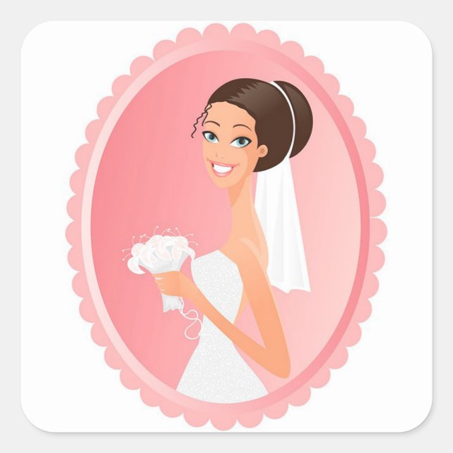 Pegatina Cuadrada Novia (Anverso)