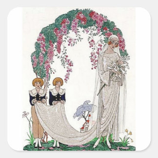 Pegatina Cuadrada Novia Art Deco