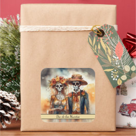 Pegatina Cuadrada Novia Calavera de Azúcar, personalizado