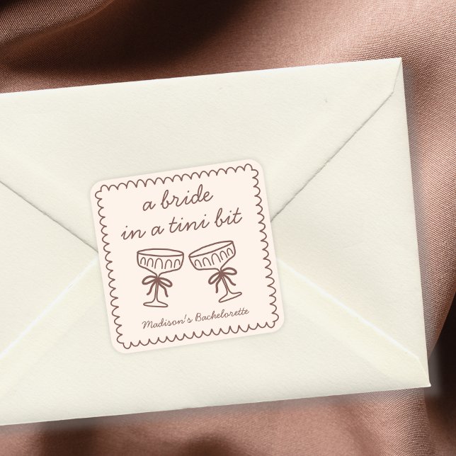 Pegatina Cuadrada Novia En Un Bono De Tini Espresso Martini Bachelor (Bride In A Tini Bit Espresso Martini Bachelorette Square Sticker)