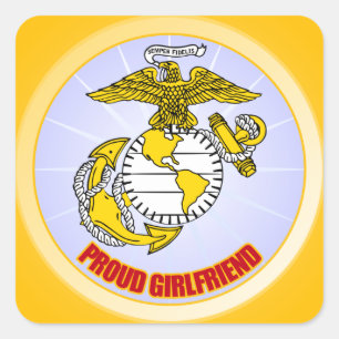 Pegatina Cuadrada Novia orgullosa del USMC