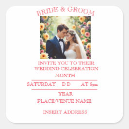 PEGATINA CUADRADA NOVIA Y NOVIO