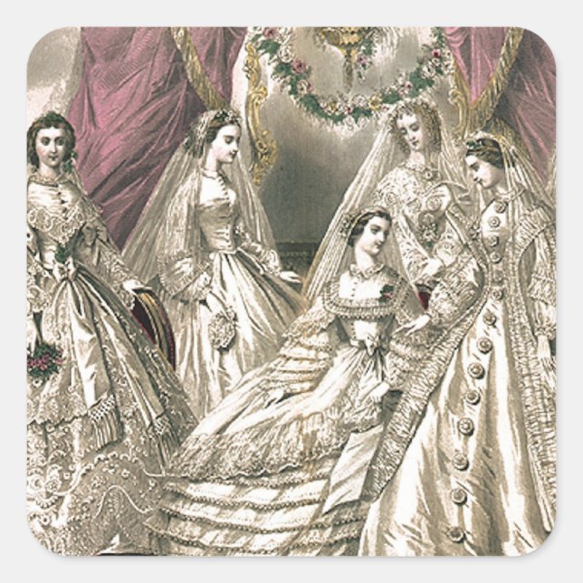 Pegatina Cuadrada Novias victorianas (Anverso)