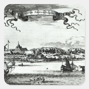 Pegatina Cuadrada Novum Amsterodamum, c.1667