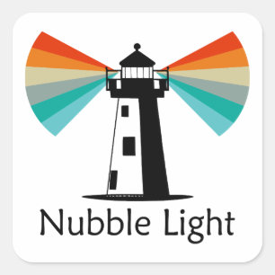 Pegatina Cuadrada Nubble Light Maine Arcoíris
