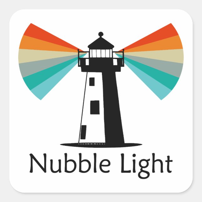 Pegatina Cuadrada Nubble Light Maine Arcoíris (Anverso)