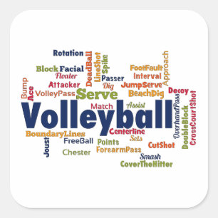 Pegatina Cuadrada Nube de palabras de voleibol