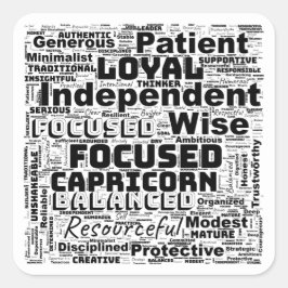 Pegatina Cuadrada Nube de palabras inspirada en el Zodíaco de Capric
