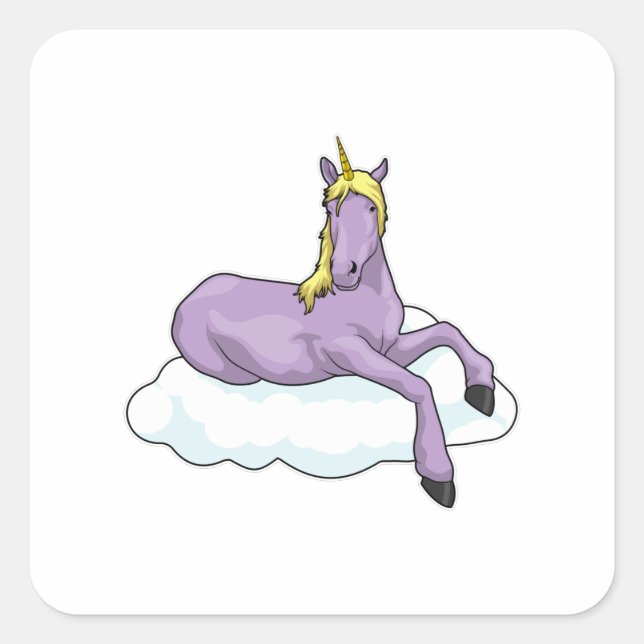 Pegatina Cuadrada Nube de unicornio (Anverso)