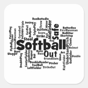 Pegatina Cuadrada Nube de Word Sofball