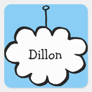 Pegatina Cuadrada Nube Personalizada en una Cuerda