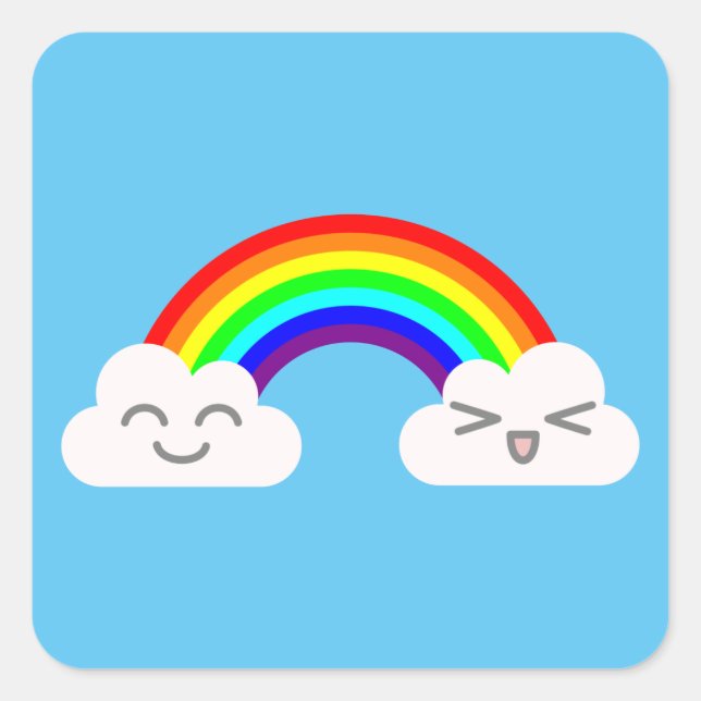 Pegatina Cuadrada Nubes cortas y un arcoiris (Anverso)